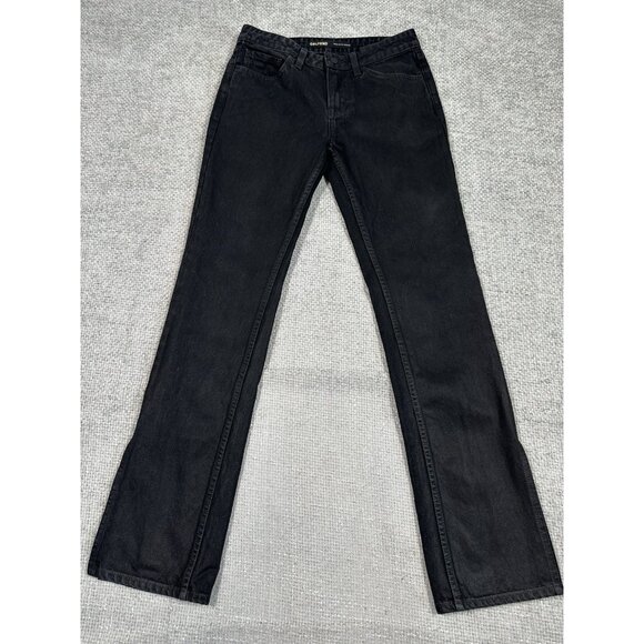 Grlfrnd Jeans Womens 24 28x31‎ Black Hailey Coated Low Rise Slim Boot Slit - Picture 1 of 13
